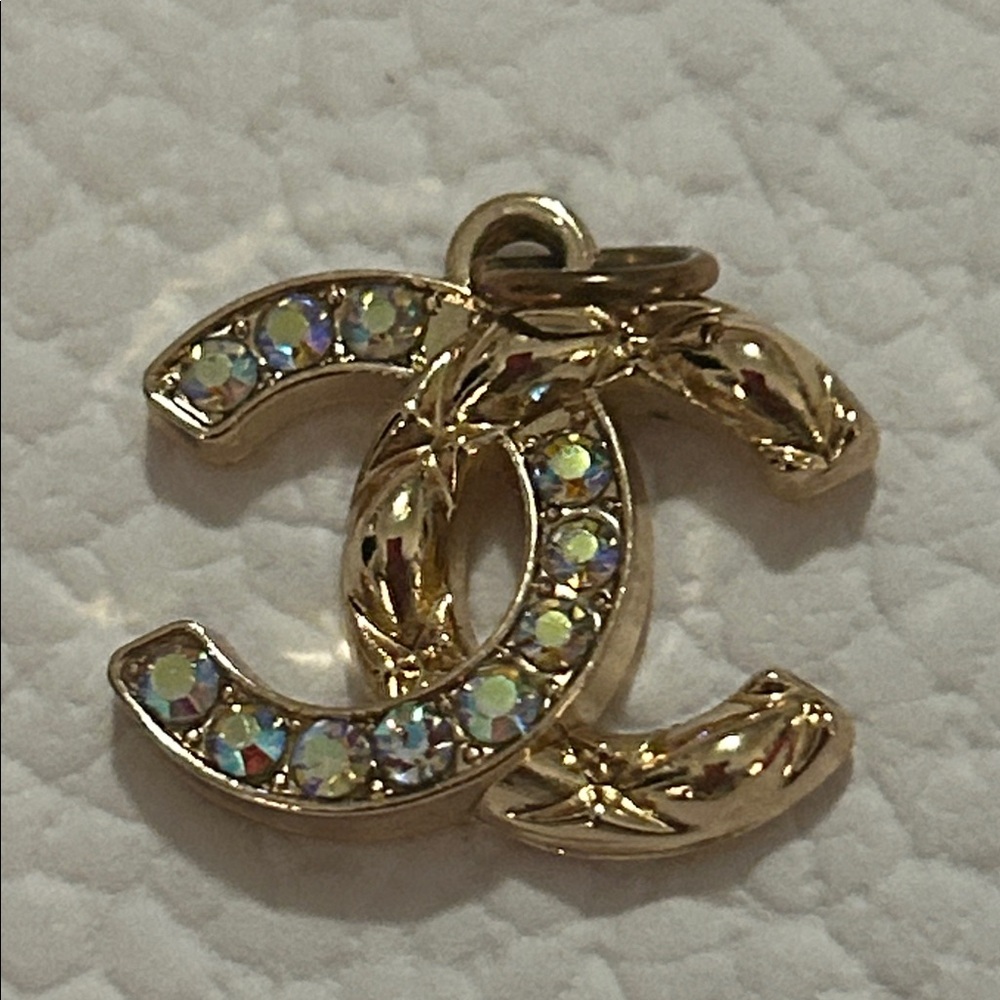 Fashion Jewelry Gold Zipper Pull Charm with Iridescent Accents